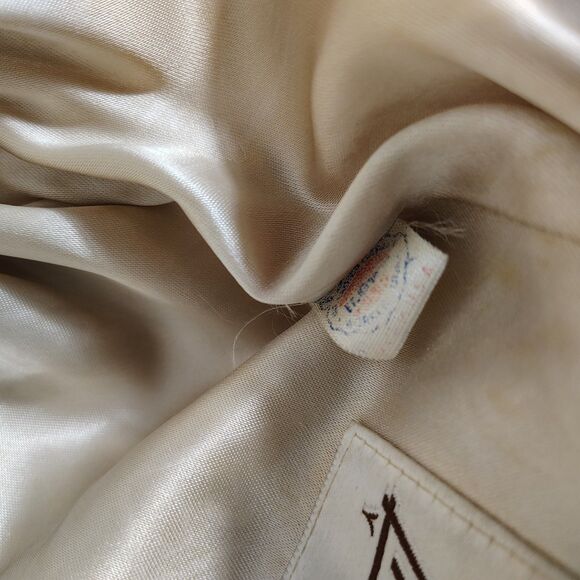 Vtg D'Esprit Dubrowsky Perlbinder Faux Fur Coat Beige Boho Union Made S/M - Picture 9 of 9